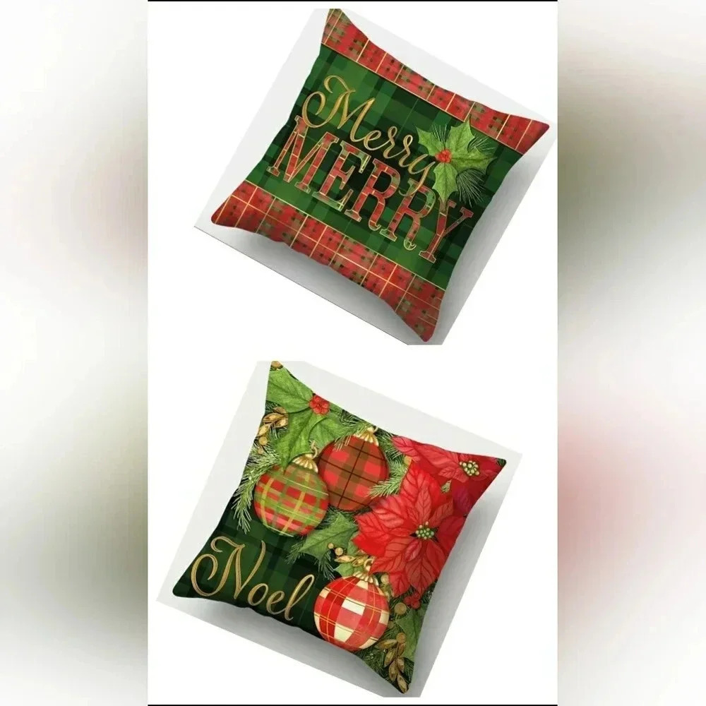 Christmas Holiday Accent Pillow Covers Set Of 2 New